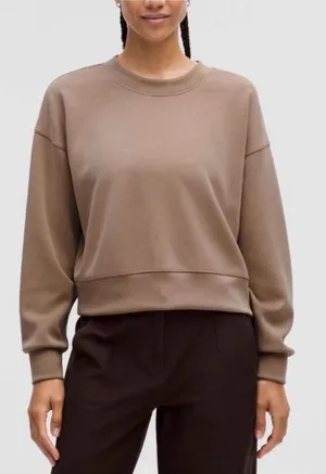 Lululemon Sofstreme Perfectly Oversized Cropped Crew - Taupetastic - Size 4 thumbnail 1