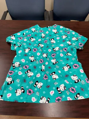 Hello Kitty Short Sleeve V-Neck Scrub Top Size X-Large thumbnail 3