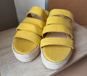 Toes Yellow Espadrille Platform Sandals - Size 10 thumbnail 1