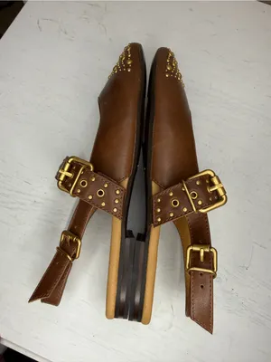 Frye HEATHER SLINGBACK STUDDED Flat Pointed gold & Walnut Leather thumbnail 10