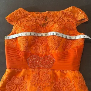 Women’s Orange Tea Length Formal Mother of the Bride Dress Corset Back Size 14 thumbnail 9