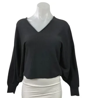 COS Women's Black V Neck Long Dolman Sleeve Relaxed Knit Blouse Top Size XS thumbnail 1