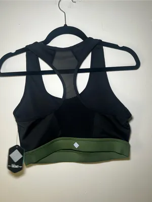 LuLaRoe Black Sports Bra with Olive Green Band thumbnail 3