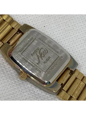 Vintage Armitron women watch gold tone 19mm black dial quartz analog 7” running thumbnail 6