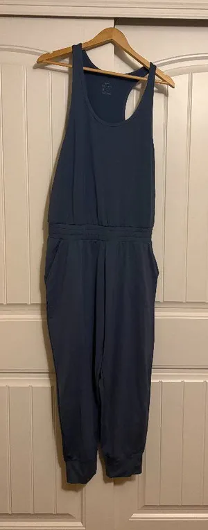 Nike Athletic Jumpsuit Blue Large Sleeveless Polyester Spandex Blend Pull On thumbnail 1