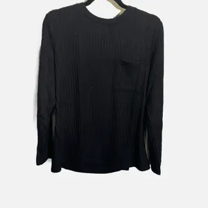 Flybony Ribbed Knit Long Sleeve Crew Neck ‎ Sweater Black Size L thumbnail 2