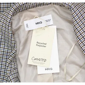 NWT Mango Double-Breasted Check Blazer Coat Jacket Charlotte Brown Multi 2XL thumbnail 4
