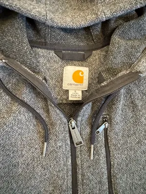EEUC Carhartt charcoal fleece full zip hoodie size small thumbnail 3