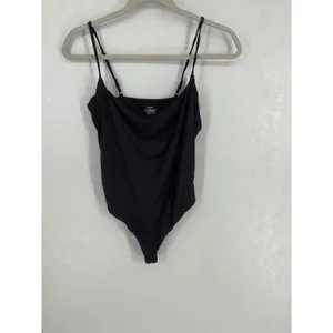 SUUKSESS Womens Bodysuit Black Cowl Neck Adjustable Straps XL thumbnail 2