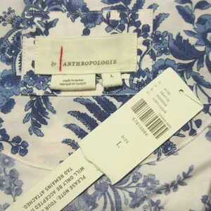 NWT Anthropologie Somerset Maxi in Ivory Blue Floral Tiered Cotton Dress L thumbnail 5