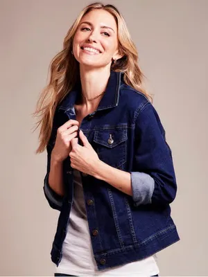 Dash‎ Classic Women's Dark Wash Denim Jacket size Medium Blue thumbnail 1