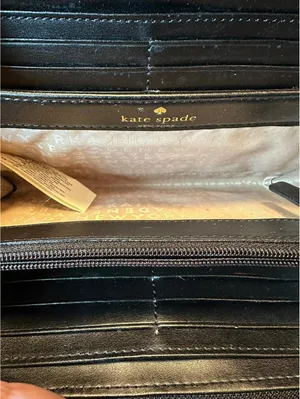 Kate Spade Black and White Striped Patent Leather Wallet thumbnail 5