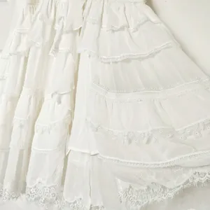 Rococo Sand Mia‎ Long-Sleeve Ruffled Maxi Dress White Lace V-Neck Boho Resort XS thumbnail 12