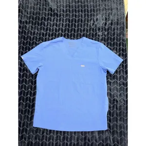 FIGS Women's Catarina V Neck Pocket Scrub Top Blue Short Sleeves Sz M thumbnail 2