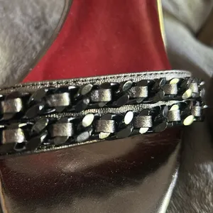 Vintage by Jeffrey Campbell Pewter/Red Ankle Strap 3” Heels Sz 9 thumbnail 12