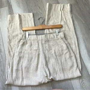 Abercrombie & Fitch Pants linen tailored straight leg womens Beige size 8 short thumbnail 5