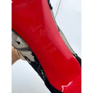Christian Louboutin KM Lace Booty 100 Black Mesh Floral Lace Boots Sz 39.5 thumbnail 8