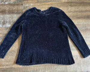 Orvis Classic Collection Navy Blue Chenille Knit Crew Neck Sweater XL thumbnail 1
