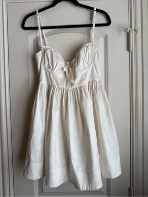 For Love & Lemons x Nuuly Doris Mini Dress Small Sweetheart Corset Flare Ivory M thumbnail 2