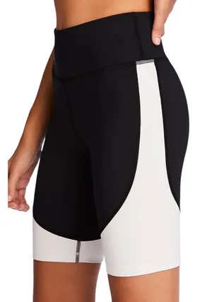 ALALA Black White Colorblock‎ Biker Shorts Athletic Workout Leggings Women L thumbnail 1