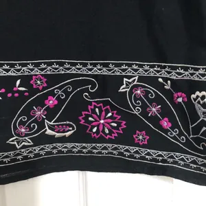 Vintage 90s y2k Amanda smith floral‎ embroidered black pink skirt waist 38” thumbnail 3