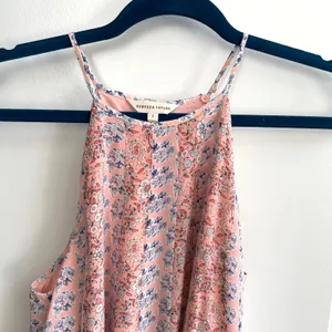 Rebecca Taylor Silk Floral Halter Mini‎ Dress Womens 2 Pink Blue Boho Pleated thumbnail 3