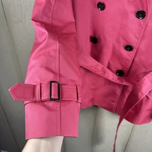 Coach Short Trench Coat Womens Medium Pink Double Breasted Belted Quiet Luxury thumbnail 3
