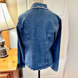 Vintage New Identity Denim Jacket Boho Lace Trim Button Front Cotton India~ M💛 Blue Size M thumbnail 4