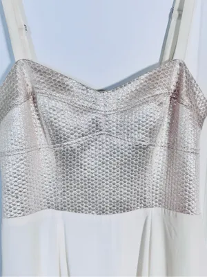 Express Champagne Metallic Sweetheart Fit Flare Cocktail Dress 2 Party Mini thumbnail 3