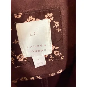 LC Lauren Conrad Womens Faux Suede Moto Jacket Burgundy‎ Asymmetrical Zip Small thumbnail 4