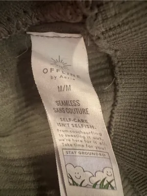OFFLINE by Aerie Seamless Ribbed V-Neck Sports Bra Bralette Olive Green M thumbnail 5