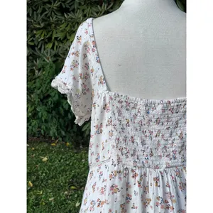 Milkmaid Dress L Crochet Cottagecore American Eagle AE Dainty Floral thumbnail 5