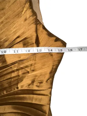 Dress Forum One Shoulder Pleated Asymmetrical Satin Midi Dress SMALL in Copper thumbnail 7