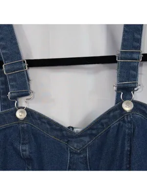 Peach Love California Denim Jumpsuit Women’s Small Flare Leg Adjustable Straps thumbnail 6