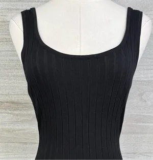 WINDSOR Black Stretchy Ribbed Bodycon Tank Dress-Large thumbnail 2