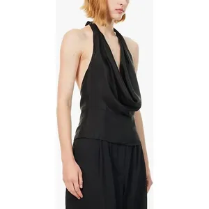 Reformation x Laura Harrier Holt Silk Halter Top | Size 2XL | Black thumbnail 2