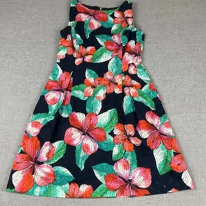 Tommy Hilfiger Dress Womens 6 Floral Fit Flare Sleeveless Knee Length Tropical thumbnail 1