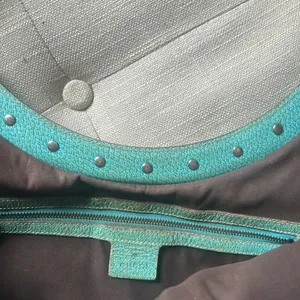 Gucci Bamboo Top Handle Handbag Canvas/ Teal Leather thumbnail 6