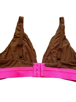 Aerie Smoothez Bralette Seamless Size Medium Tan Hot Pink Casual Loungewear thumbnail 3