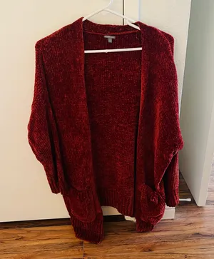 Charlotte Russe Red Knit Cardigan thumbnail 1
