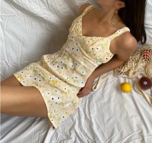 With Jean‎ Grazia Dress Yellow Floral Ruched Bust Mini Dress Summer Cottagecore thumbnail 1