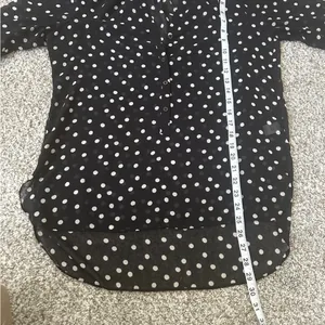🦋LC Lauren Conrad Black Cream Polka Dot Semi Sheer Blouse Office Casual Neutral thumbnail 5