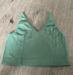 LA Hearts Green Ribbed Cami Tank Top Strappy Size S thumbnail 1