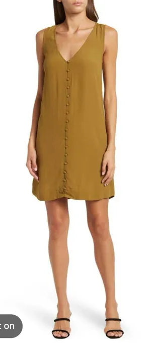 Madewell heather button down sleeveless sheath dress in spiced olive XS NWOT thumbnail 1