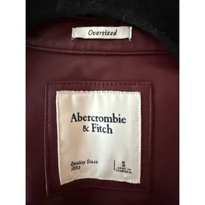 Abercrombie & Fitch Oversized Vegan Leather Shirt Jacket Burgundy Small thumbnail 5