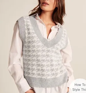 Abercrombie & Fitch Gray Houndstooth Knit Sweater Vest Size Small EUC thumbnail 3