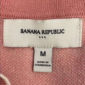 Banana Republic Pink Lace Birdseye Stitch Knit Sweater Polo Womens Medium Preppy thumbnail 3