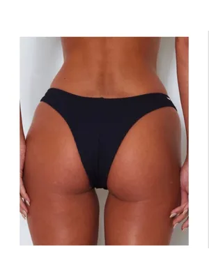 NWT White Fox Boutique Del Marco Bikini Bottom Black Ribbed- Size XL thumbnail 3