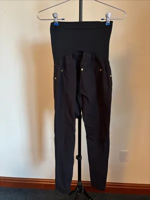 A Pea in the Pod Black Maternity Skinny Pants with Fold-Over Waist thumbnail 3