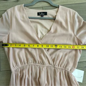 Lulu’s Wonderous Water Lilies Blush Pink Long Sleeve V Neck Maxi Dress NWT M thumbnail 8